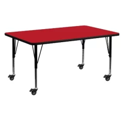 Flash Furniture Mobile 24''W X 60''L Rectangular HP Laminate Activity Table - Height Adjustable Short Legs -Child Furniture Store GUEST 00829f92 1528 412e b5f3 27e1800d476e