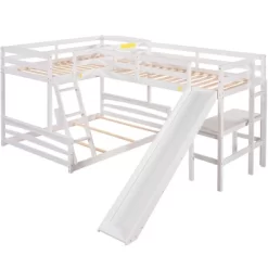Twin Over Full Bunk Bed With Twin Size Loft Bed With Desk, Slide And Full Length Rail - ModernLuxe -Child Furniture Store GUEST 008aac5d 37b0 4f48 ad6b 716b130c33b3