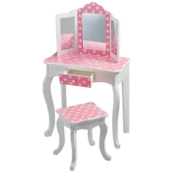 Polka Dot Fashion Prints Vanity Table & Stool Set Pink - Teamson Kids -Child Furniture Store GUEST 01155bac e3df 4437 aeed 60698b770388