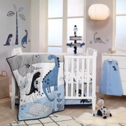 Lambs & Ivy Baby Dino 100% Cotton Blue/White/Gray Dinosaur Fitted Crib Sheet -Child Furniture Store GUEST 01b23775 e304 4a0d 9e5f 55e5cbfa7d12