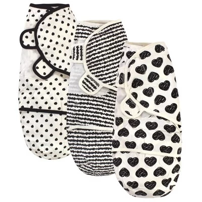 Touched By Nature Baby Organic Cotton Swaddle Wraps, Black Heart 3-Pack, 0-3 Months 3 Touched By Nature Baby Organic Cotton Swaddle Wraps, Black Heart 3-Pack, 0-3 Months