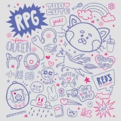 Women's Turning Red Doodle Collage Racerback Tank Top