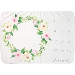 Farmlyn Creek Floral Baby Growth Blanket Blanket With Small Wreath For Monthly Milestones, Baby Photo Blanket, 40 X 27.5 In -Child Furniture Store GUEST 04c25c9e 6254 4c53 bb68 9cd22f07304f