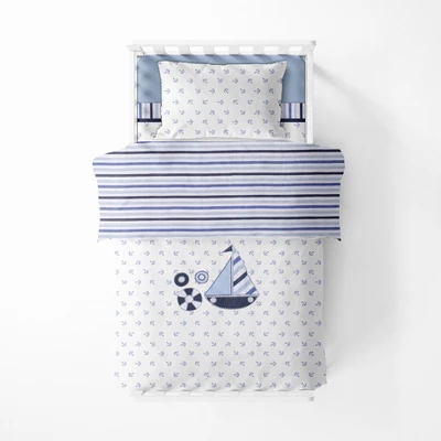 Bacati - Little Sailor Anchor Boat Blue Navy 4 Pc Toddler Bedding Set 5 Bacati - Little Sailor Anchor Boat Blue Navy 4 Pc Toddler Bedding Set - Image 3