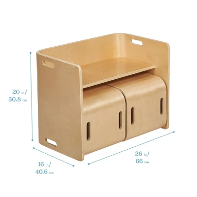 ECR4Kids Bentwood Multipurpose Table And Chair Set, Kids Furniture, Natural, 3-Piece 3 ECR4Kids Bentwood Multipurpose Table And Chair Set, Kids Furniture, Natural, 3-Piece