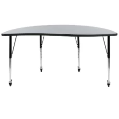 Emma And Oliver Mobile 60" Half Circle Wave Collaborative Grey Adjustable Height Activity Table -Child Furniture Store GUEST 060b1bc7 7371 452a 9b77 82462e5f36fa
