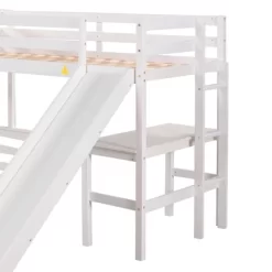 Twin Over Full Bunk Bed With Twin Size Loft Bed With Desk, Slide And Full Length Rail - ModernLuxe -Child Furniture Store GUEST 0b1940ac 8305 4008 9f3d 3449a93ff9e2