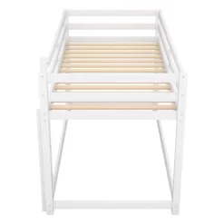 Twin Over Twin Floor Bunk Bed With Ladder - ModernLuxe -Child Furniture Store GUEST 0be077aa 5022 444e b82c 43b03a9135b2