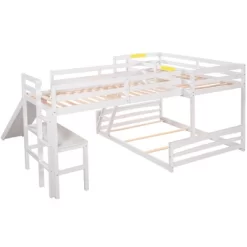 Twin Over Full Bunk Bed With Twin Size Loft Bed With Desk, Slide And Full Length Rail - ModernLuxe -Child Furniture Store GUEST 0be1bff4 3537 457e 8bea f75e16c25834