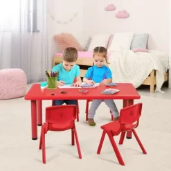 Costway Kids Plastic Rectangular Learn And Play Table Playroom Kindergarten Home Red -Child Furniture Store GUEST 0d7f5101 a9bf 48d5 9649 2e2fa7b00df0