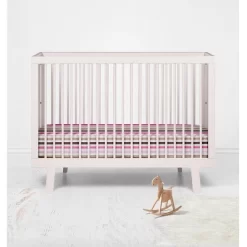 Bacati - Multicolor Stripes Pink Fuschia Beige Chocolate 100 Percent Cotton Universal Baby US Standard Crib Or Toddler Bed Fitted Sheet -Child Furniture Store GUEST 0ee60aed 2628 4111 834a 47124a24b31a