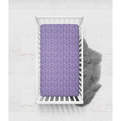 Bacati - Ikat Purple Leopard Muslin 100 Percent Cotton Universal Baby US Standard Crib Or Toddler Bed Fitted Sheet 4 Bacati - Ikat Purple Leopard Muslin 100 Percent Cotton Universal Baby US Standard Crib Or Toddler Bed Fitted Sheet - Image 2