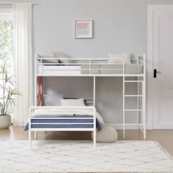 Twin Modern Cut-Out L-Shaped Metal Bunk Bed - Saracina Home -Child Furniture Store GUEST 0f979b18 0a7c 4d15 a9ac 429d3dbcc9f7