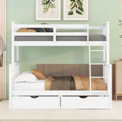 Twin Over Full Bunk Bed With Ladders And Two Storage Drawers-ModernLuxe