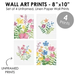 Big Dot Of Happiness Wildflowers - Unframed Floral Nursery And Room Decor Linen Paper Wall Art - Set Of 4 - Artisms - 8 X 10 Inches -Child Furniture Store GUEST 104db381 316d 4ef3 ae4e bcf770503356