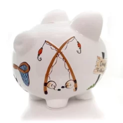 Bank Gone Fishing Pig Bank - One Bank 7.75 Inches - Net Rod Reel Save - 36870 - Ceramic - Multicolored -Child Furniture Store GUEST 10fff747 df68 4c22 aa0a 9a9b82458ab6