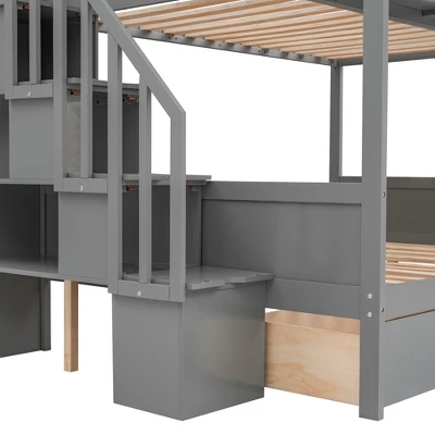 Twin Over Full Bunk Bed With Shelves, Storage Staircase And 2 Drawers - ModernLuxe 11 Twin Over Full Bunk Bed With Shelves, Storage Staircase And 2 Drawers - ModernLuxe - Image 9