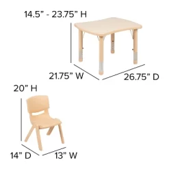Flash Furniture 21.875"W X 26.625"L Rectangular Plastic Height Adjustable Activity Table Set With 2 Chairs -Child Furniture Store GUEST 167c5033 6c12 4e77 b322 31131b56b2b8