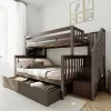 Max & Lily Twin Over Full Staircase Bunk Bed With Storage Drawers