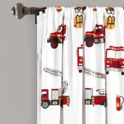 52"x84" Make A Wish Fire Truck Window Curtain Panels Set - Lush Décor