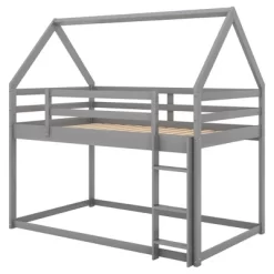 Twin Over Twin House Shaped Bunk Bed With Ladder And Guardrail-ModernLuxe 20 Twin Over Twin House Shaped Bunk Bed With Ladder And Guardrail-ModernLuxe -Child Furniture Store GUEST 1a8ed998 0f4f 4dae 8e99 1041adc200c1