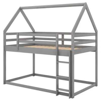Twin Over Twin House Shaped Bunk Bed With Ladder And Guardrail-ModernLuxe 9 Twin Over Twin House Shaped Bunk Bed With Ladder And Guardrail-ModernLuxe - Image 7