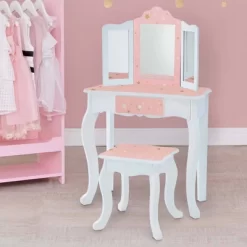 Fashion Twinkle Star Gisele Play Vanity Set Pink/White - Teamson Kids -Child Furniture Store GUEST 1bd576c7 0649 4c06 8e01 b61a16d0b6b4