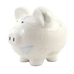 Bank Paper Airplane Piggy Bank - One Bank 7.75 Inches - Money Savings - 36906. - Ceramic - White -Child Furniture Store GUEST 1bd9c362 1032 490e 8af5 c516f896a200