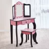 Fashion Leopard Prints Gisele Play Wooden Vanity Set Pink / Black - Teamson Kids -Child Furniture Store GUEST 1bf26f27 2aaa 4829 8b9a 90c9cd4d48f3