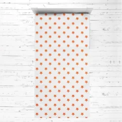 Bacati - Stars Orange Muslin 3 Pc Toddler Bed Sheet Set 100 Percent Cotton