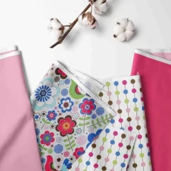 Bacati - Botanical Floral Birds Pink Multicolor 6 Pc Crib Bedding Set With Long Rail Guard Cover