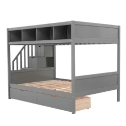 Twin Over Full Bunk Bed With Shelves, Storage Staircase And 2 Drawers - ModernLuxe 18 Twin Over Full Bunk Bed With Shelves, Storage Staircase And 2 Drawers - ModernLuxe -Child Furniture Store GUEST 23bba97c 141f 4d44 85ea 83b98068e034