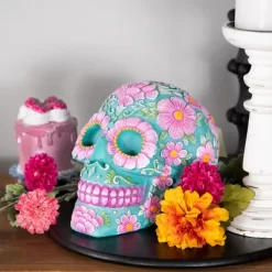 Northlight 7.75" Blue And Pink Day Of The Dead Skull Coin Bank -Child Furniture Store GUEST 255ad5c4 cf22 44c4 a3a7 453ccfcc8341