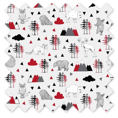 Bacati - Woodlands Red Black Gray 3 Pc Cotton Toddler Bed Sheet Set 9 Bacati - Woodlands Red Black Gray 3 Pc Cotton Toddler Bed Sheet Set - Image 7