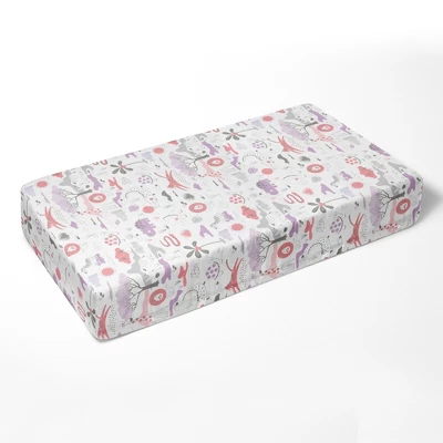 Bacati - Jungle Safari Print Lilac/Coral 100 Percent Cotton Muslin Universal Baby US Standard Crib Or Toddler Bed Fitted Sheet 3 Bacati - Jungle Safari Print Lilac/Coral 100 Percent Cotton Muslin Universal Baby US Standard Crib Or Toddler Bed Fitted Sheet