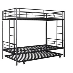 Twin Over Twin Metal Bunk Bed With Trundle Bed And Ladders-ModernLuxe -Child Furniture Store GUEST 278b6c2f 5f00 46a0 945d 501127aad3b1