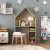 Costway Kids House-Shaped Table & Chair Set Wooden Toy Organizer Cabinet With Blackboard Grey/White -Child Furniture Store GUEST 27d6ca7c 7650 49ab 912c 354ca5439a52