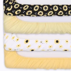 The Peanutshell Fitted Crib Sheets For Girls, Yellow And Black Sunflower - 4pk -Child Furniture Store GUEST 286dfc2f f9bb 43c8 b1eb 15df34d3dd8e