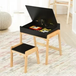 Costway Kids Table & Chair Set Wooden Activity Art Study Desk W/Storage Space -Child Furniture Store GUEST 28d1167d ed35 44ba adce f0b0372c251d