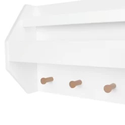 Kids' Catch-All Wall Shelf With Bookrack And Hooks White - RiverRidge Home