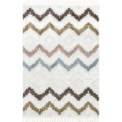 Sage Wavy Stripes Kids Tassel Area Rug 11 Sage Wavy Stripes Kids Tassel Area Rug - Image 9