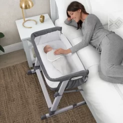 Simmons Kids' Dream Bedside Baby Bassinet Sleeper With Breathable Mesh And Adjustable Heights - Lightweight Portable Crib - Gray -Child Furniture Store GUEST 2b7b03f5 d32e 43f4 a8b4 49d6bd8a53a7