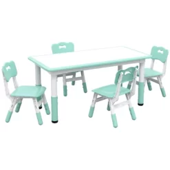 Qaba Kids Table And Chair Set With 4 Chairs, Adjustable Height, Easy To Clean Table Surface, For 1.5 - 5 Years Old 14 Qaba Kids Table And Chair Set With 4 Chairs, Adjustable Height, Easy To Clean Table Surface, For 1.5 - 5 Years Old -Child Furniture Store GUEST 2b8852fb 0182 4bed 96d3 4619727e9afc