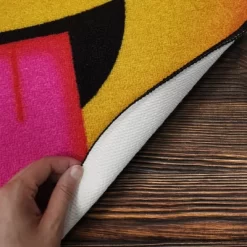 Deerlux Emoji Style Round Funny Smiley Face Kids Area Rug, Eye Roll Emoji Rug -Child Furniture Store GUEST 2d9e3119 5360 4b86 8b4c 1c43924baddc