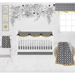 Bacati - Love Aztec Print Black Gold 10 Pc Crib Bedding Set With Long Rail Guard Cover -Child Furniture Store GUEST 2dbe5fe5 e308 4fe9 bef3 bce54e7ef4b4