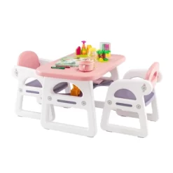 Costway 3-Piece Kids Table And Chair Set Toddler Activity Study Desk With Building Blocks -Child Furniture Store GUEST 2fd30e52 f225 41d0 96a7 31ee2e7b9289