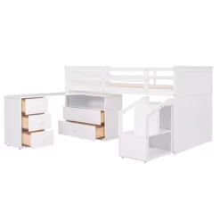 Twin Size Low Loft Bed With Storage Steps And Portable Desk-ModernLuxe -Child Furniture Store GUEST 3a1259d9 cc72 4d7c 88c3 ca438fc550a8
