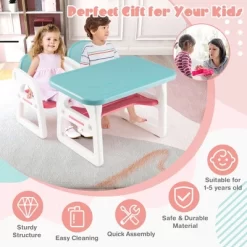 Costway 3-Piece Kids Table And Chair Set Toddler Activity Study Desk With Building Blocks -Child Furniture Store GUEST 3bbf26db f77d 4fb7 91f3 ccfbdbe6825c
