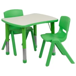 Flash Furniture 21.875"W X 26.625"L Rectangular Plastic Height Adjustable Activity Table Set With 2 Chairs -Child Furniture Store GUEST 3d491e6f a36c 42bc 98c6 63af20a5e208