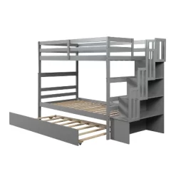Twin Over Twin Bunk Bed With Trundle, Stairs And Storage Shelves-ModernLuxe -Child Furniture Store GUEST 3deaafa1 60ab 431d b5eb 51be10be74ef